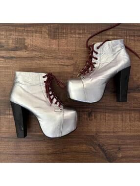 Retro Jeffery Campbell Lita platform booties, size 7m.
